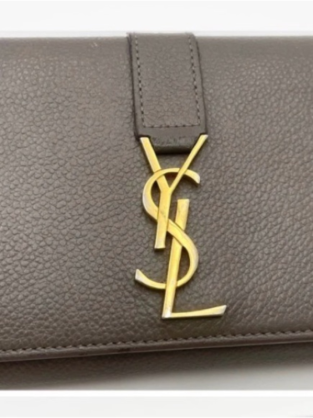 Auth Saint Laurent YSL Logo Cassandra Leather Gray Long Wallet With box& dustbag - Picture 10 of 14